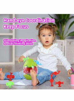 Excefore Suction Toys Bath Toy Set, 16 Pcs Silicone Sucker Toys with Dinosaur Eggshell Storage, Building Toy for Toddlers, Travel Learning Toys for Baby 3 Year Olds and Above Boys Girls (Random Color)  - Image 3