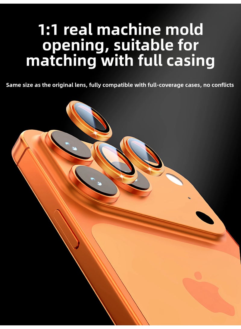 For iPhone 17 Pro/iPhone 17 Pro Max Camera Lens Protector, HD Tempered Metal Glass Camera Screen Protector Cover Film Accessories, 1 Set (Orange) - Image 5