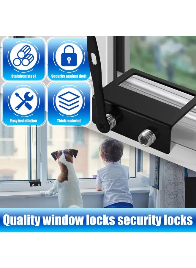 4 Sets Security Window Locks with Keys,Sliding Window Lock,Adjustable Window Lock for Vertical and Horizontal Sliding Windows - Image 4