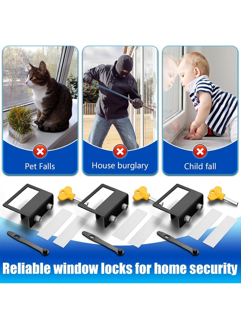 4 Sets Security Window Locks with Keys,Sliding Window Lock,Adjustable Window Lock for Vertical and Horizontal Sliding Windows - Image 5
