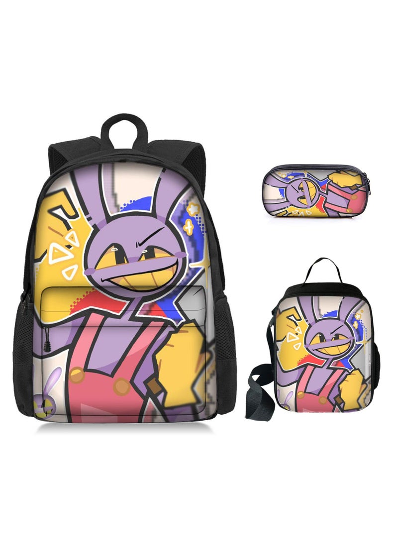 general 3 Pcs Anime The Amazing Digital Circus Backpack Set School Bag - Image 1