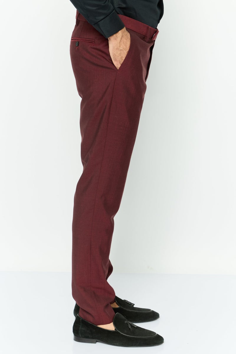 GANT Men Solid No Stretch Dress Pants, Plumped Red  - Image 3