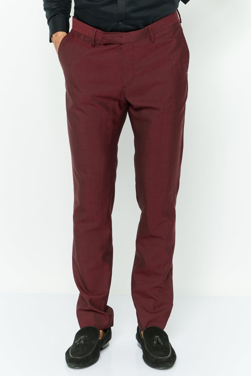 GANT Men Solid No Stretch Dress Pants, Plumped Red  - Image 1