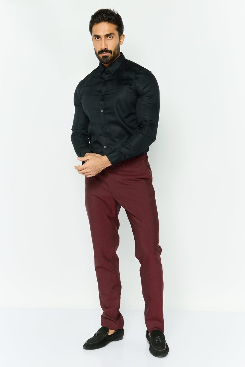 GANT Men Solid No Stretch Dress Pants, Plumped Red  - Image 2