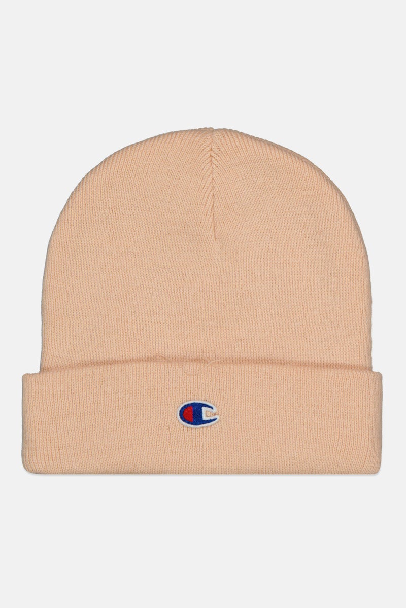 Champion Men Embroidered Logo Knitted Beanie, Light Peach  - Image 1