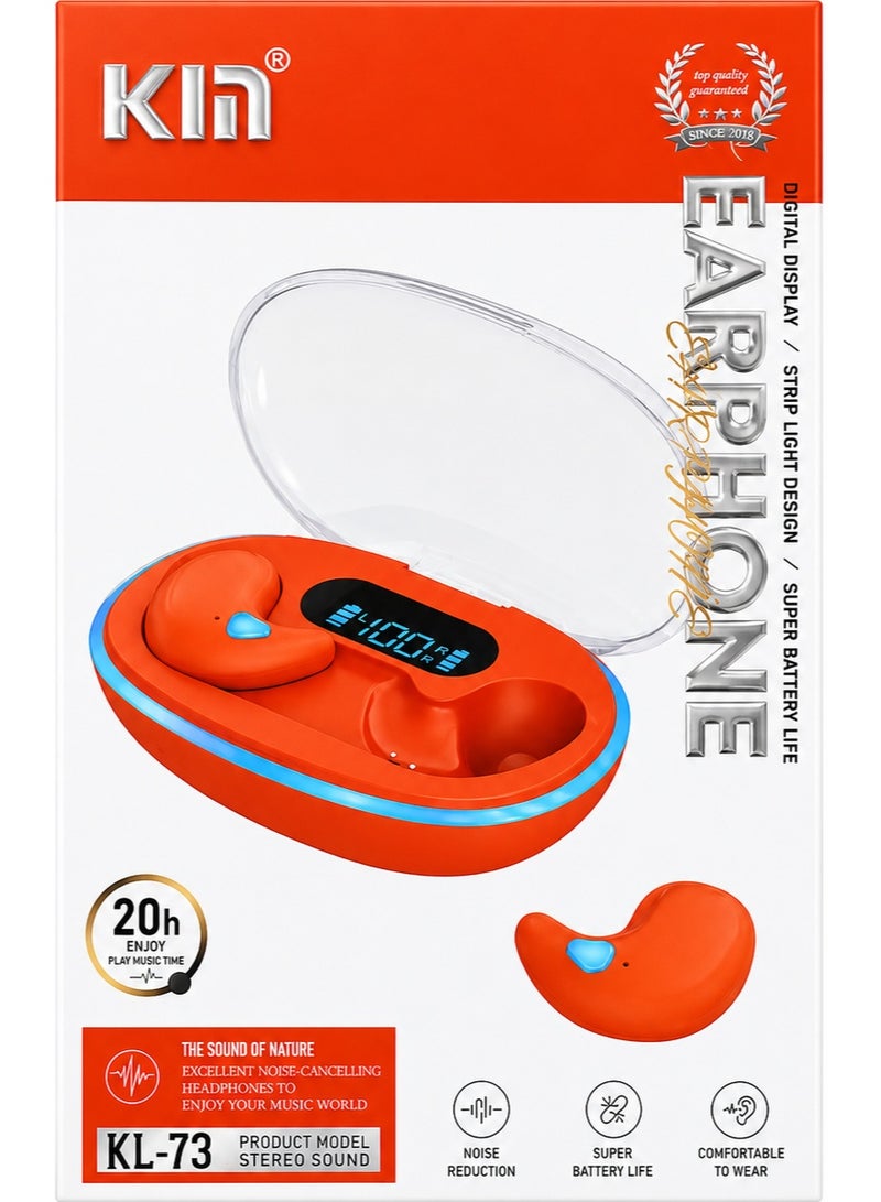 KL-73 Noise-canceling sleep earphones, wireless Bluetooth earphones, ultra-thin and mini sleep earplugs, hidden earphones-Orange