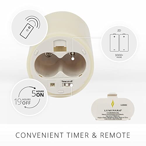 LUMINARA شمعة لومنارا بدون لهب LED، عمود لهب متحرك، جاهزة للتحكم عن بعد، مؤقت، تعمل بالبطارية، برائحة الفانيليا والعسل، عاجي (3.5 بوصة × 7 بوصة) - Image 3