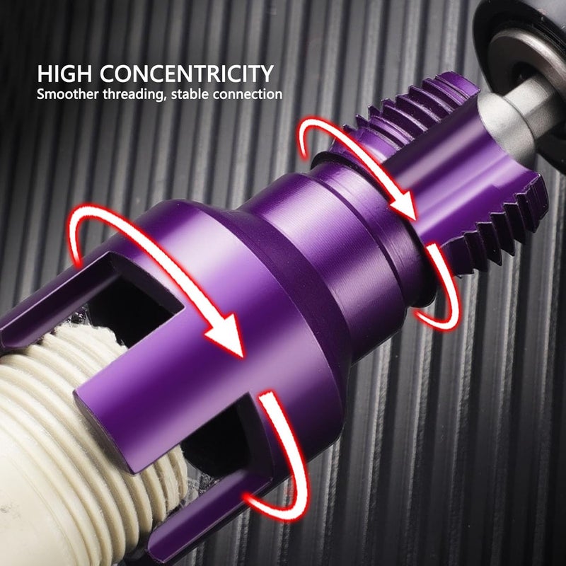 Pipe Threading Tool Set, G1 / 2 G3 / 4 Thread Cutter with Hex Shank Connecting Rod for Electric Drill - Durable Alloy Steel, Dual Internal External Threading, Efficient Pipe - Image 3