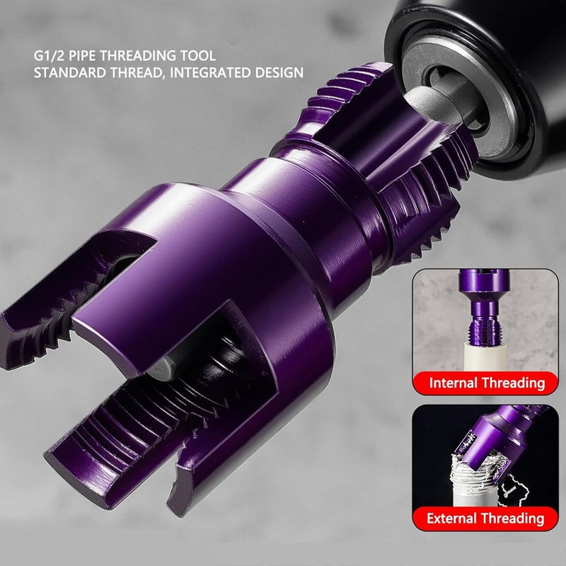Pipe Threading Tool Set, G1 / 2 G3 / 4 Thread Cutter with Hex Shank Connecting Rod for Electric Drill - Durable Alloy Steel, Dual Internal External Threading, Efficient Pipe - Image 5