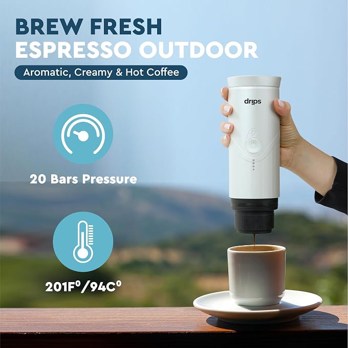 Portable Electric Espresso Machine with 3-4 Minute Self-Heating, 20 Bar Mini Coffee Maker Compatible with NS Capsule & Ground Coffee for Camping, Travel, Hiking, Office (Matte Black) - Image 3