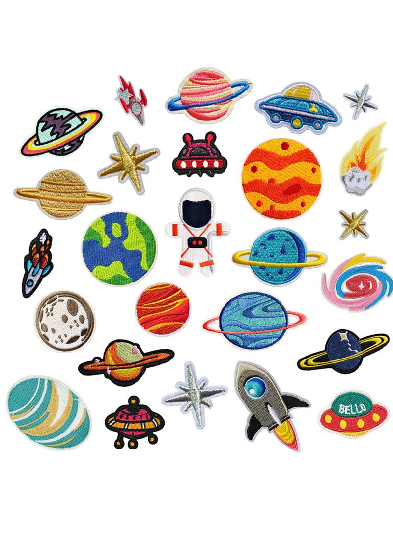 Generic - Outer Space Planet Universe Theme Embroidery Patch Set (26 Pcs) - DIY Iron-On/Sewing Patches for Clothing, Backpacks, Jackets, Hats, Jeans, and More - Perfect Accessories for Creative Customization! - Image 1