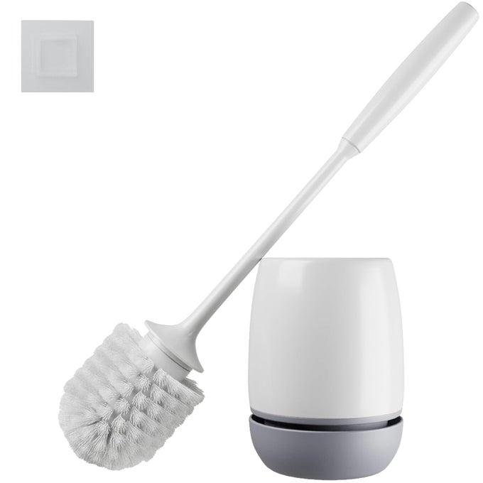 TOILET BRUSH, TOILET BOWL BRUSH AND HOLDER SET FOR BATHROOM, TOILET CLEANING SCRUBBER CLEANER BRUSH FOR BATHROOM FOR DEEP CLEANING WITH STIFF PLASTIC BRISTLE, VENTILATED HOLDER, WALL MOUNT HOOK (GREY)