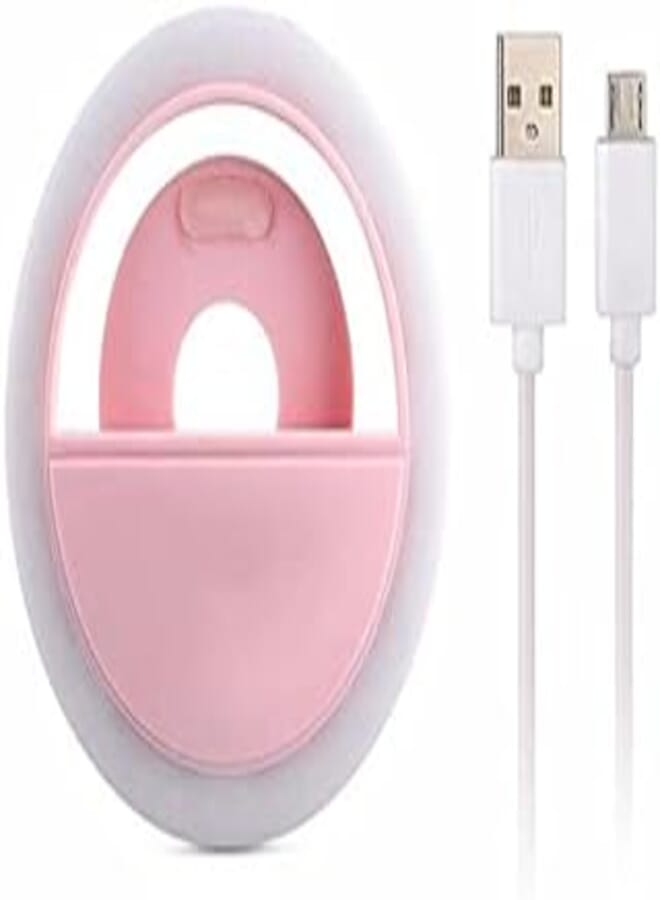 generic one year warranty_Portable Clip-on Mini Selfie Ring Light Lamp Fill-in Light Night For SmartPhone Pink22398