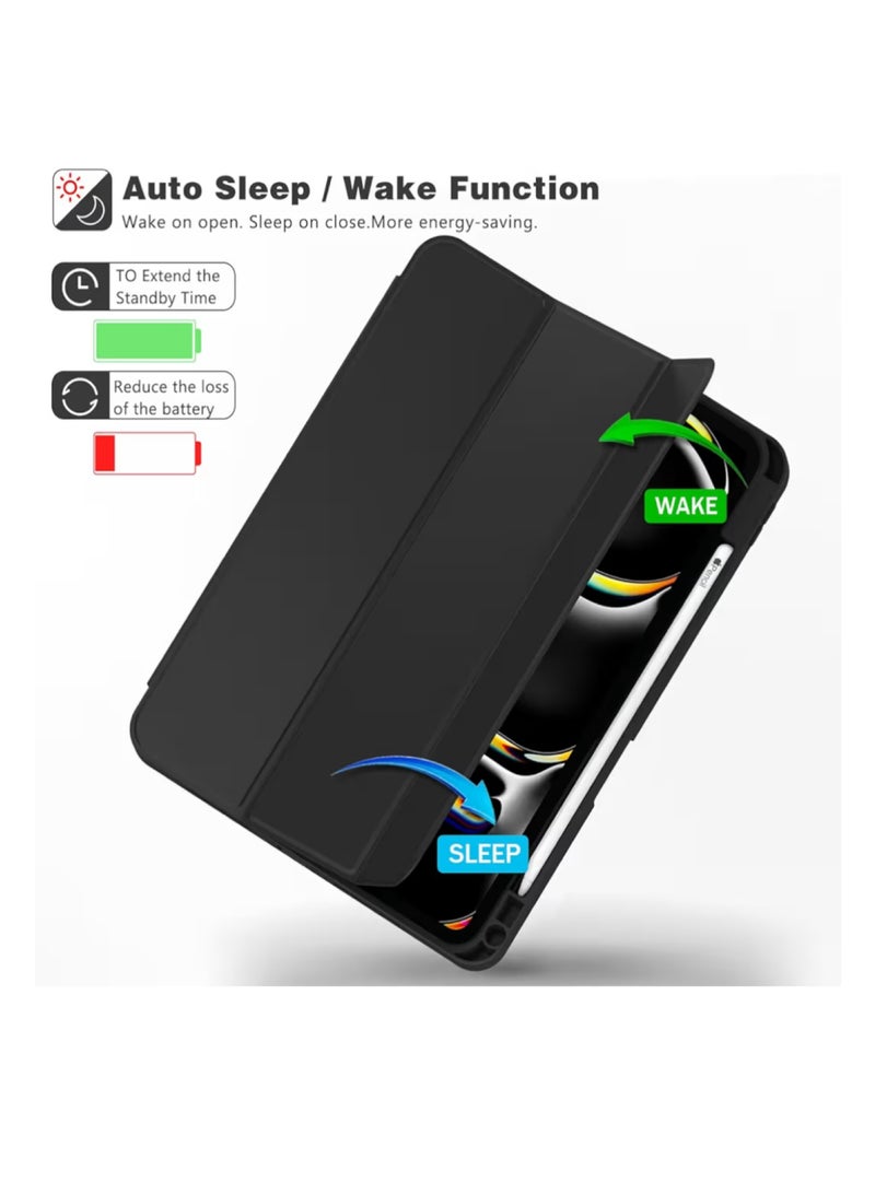 جراب لجهاز برو 11 بوصة موديل 2024 مع حامل قلم، غطاء نحيف للتابلت مع ظهر من مادة TPU الناعمة، خاصية التشغيل/الإيقاف التلقائي - Image 4