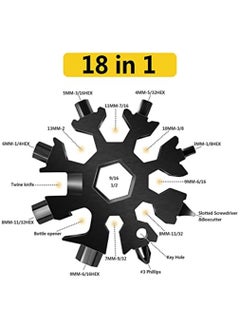 Y&D 1 Piece Snowflake Multi-Tool, 18-in-1 Stainless Steel Standard Multitool, Wrench with Key Ring, Great for men Gift  - Image 2