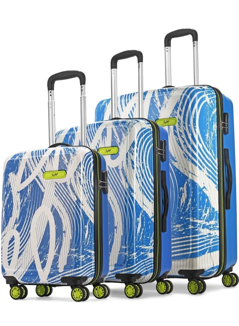 Skybags STROKE Set of 3 Polypropylene(PP), 4 Spinner Double Wheel Trolley Bags for Travel, Hard Case Lightweight Bag with TSA Lock, Tough Suitcase for Travel (Large-28, Medium-24, Cabin-20 Inch), Blue