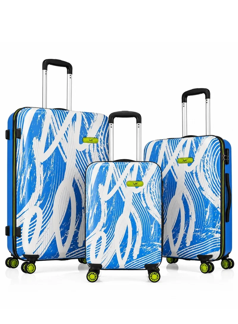 Skybags STROKE Set of 3 Polypropylene(PP), 4 Spinner Double Wheel Trolley Bags for Travel, Hard Case Lightweight Bag with TSA Lock, Tough Suitcase for Travel (Large-28, Medium-24, Cabin-20 Inch), Blue