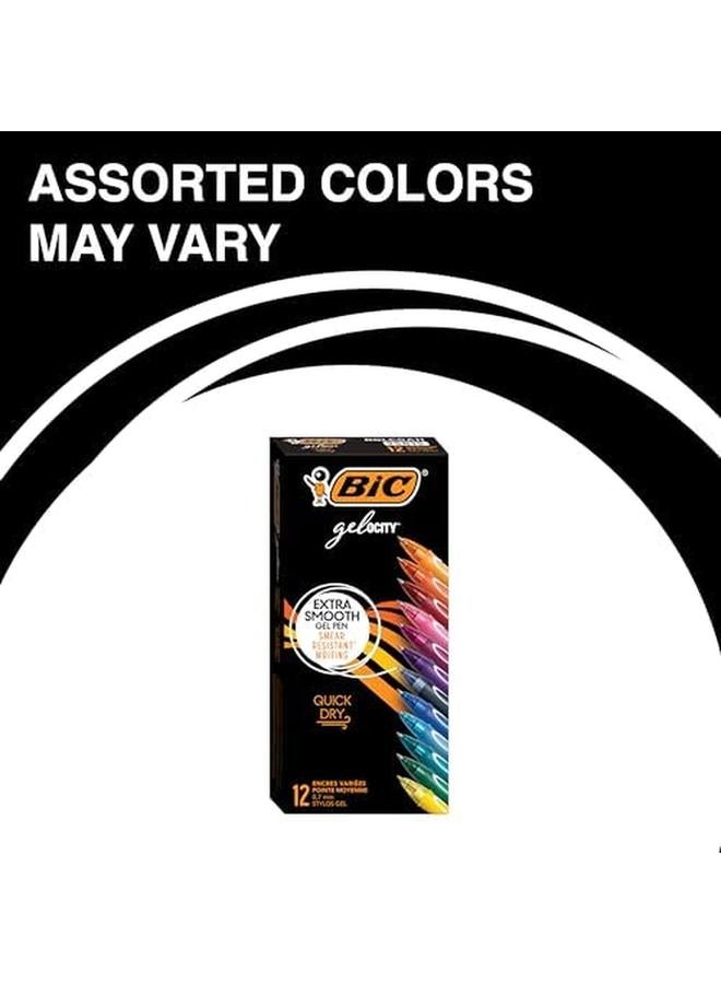 بيك أقلام جل جل أوسيتي سريعة الجفاف بألوان متنوعة، قد تختلف الألوان بنقطة متوسطة 0.7 مم، عبوة من 12 قلم جل قابل للسحب مع قبضة كاملة مريحة Rglcga11 Ast - Image 2