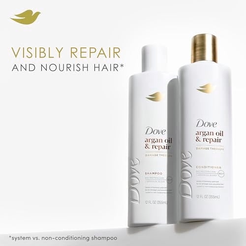 Dove Conditioner Argan Oil & Repair for Fine Hair with Bio-Protein Care Technology and Argan Oil Blend 12 Fl Oz - Image 2
