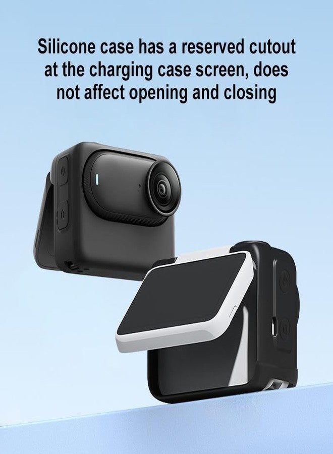Stoyobe® for Insta360 GO 3S, Camera Charging Box Silicone Cover with Lens Cap & Wrist Strap, Anti-Scratch Protective Case Skin with Action Strap for Action Camera (Black) - Image 5