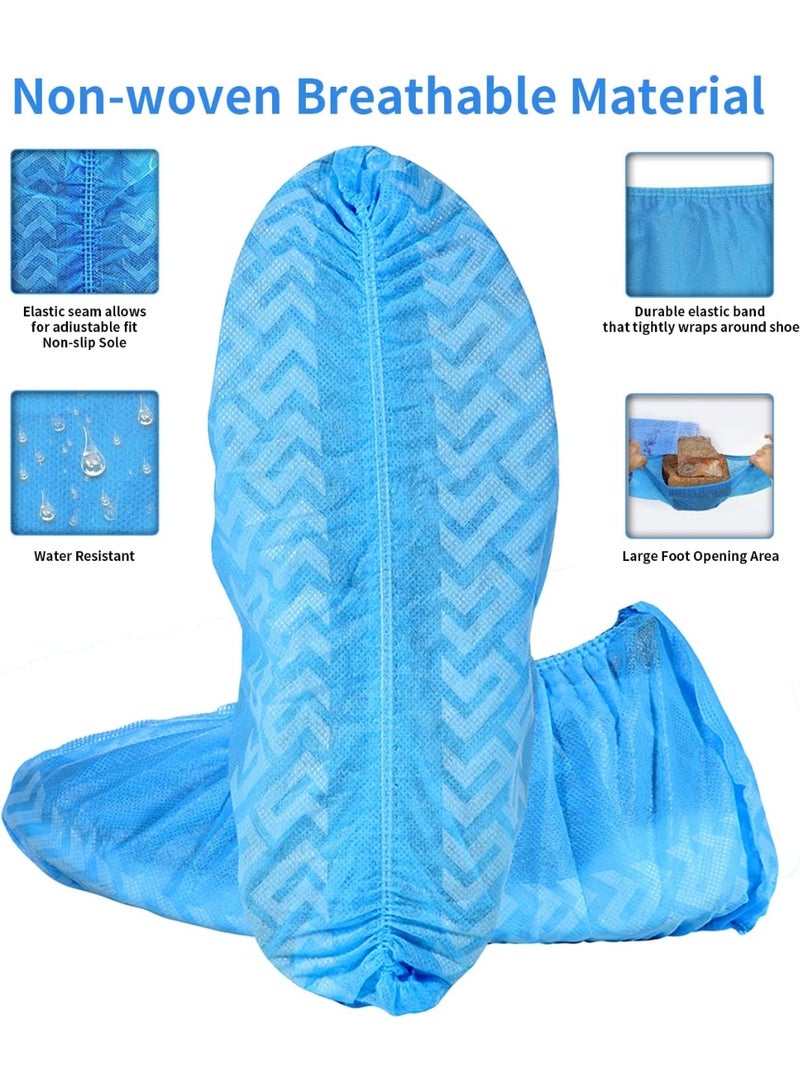 Bukela Shoe Covers Disposable 200 Pack (100 Pairs) , Durable, Non-Slip, Water Resistant, and Recyclable Boot Covers for Indoor and Outdoor Use - One Size Fits Most (Non-woven-Blue) - Image 2