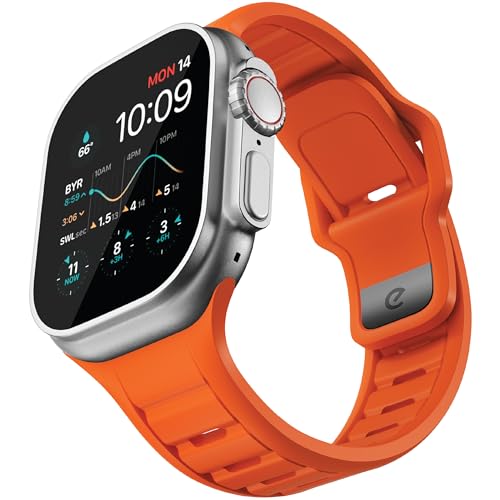 Keybudz Journey Series for Apple Watch Strap FKM Rugged Band with Aluminum Buckle Electric Orange Compatible with Apple Watch Ultra 12 Series 10 46mm 987 45mm SE2SE654 44mm 321 42mm - Image 1
