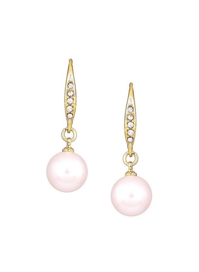 Estele Fashion Jewellery Gold Plated Enchanting Pearl Drop Earrings With White Crystal for Girls/Women-650/707 ER - Image 2