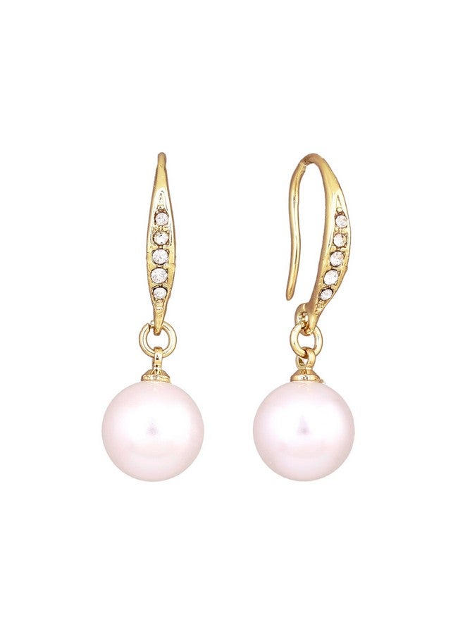 Estele Fashion Jewellery Gold Plated Enchanting Pearl Drop Earrings With White Crystal for Girls/Women-650/707 ER - Image 1