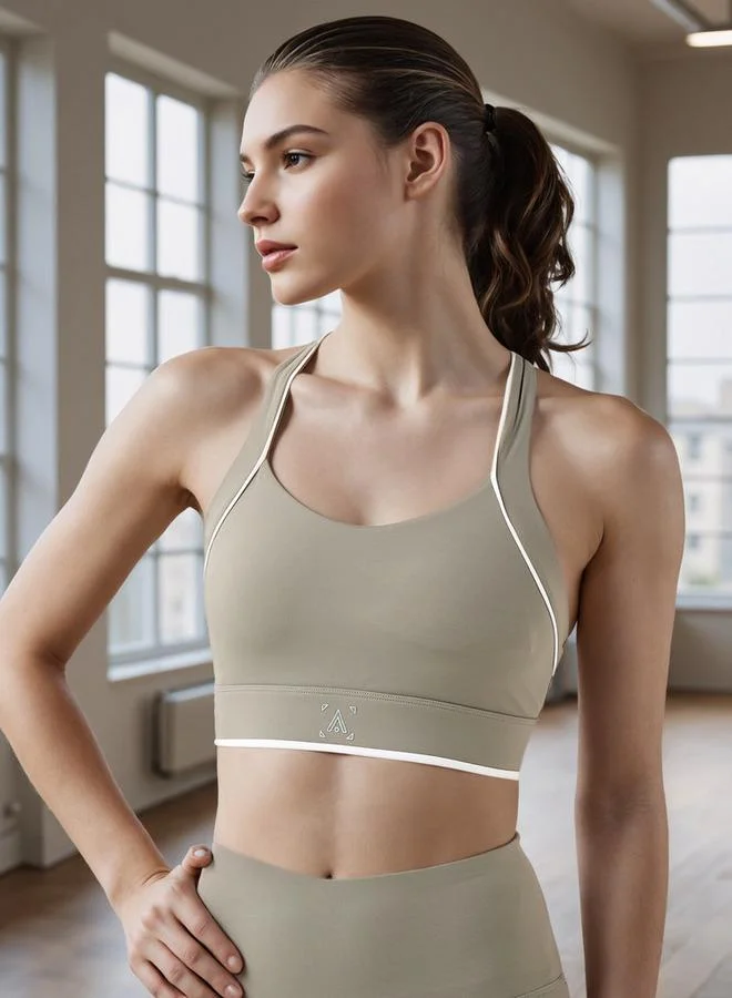 ADOT by Splash Contrast Piping Detail Sports Bra with Cross Back Strap