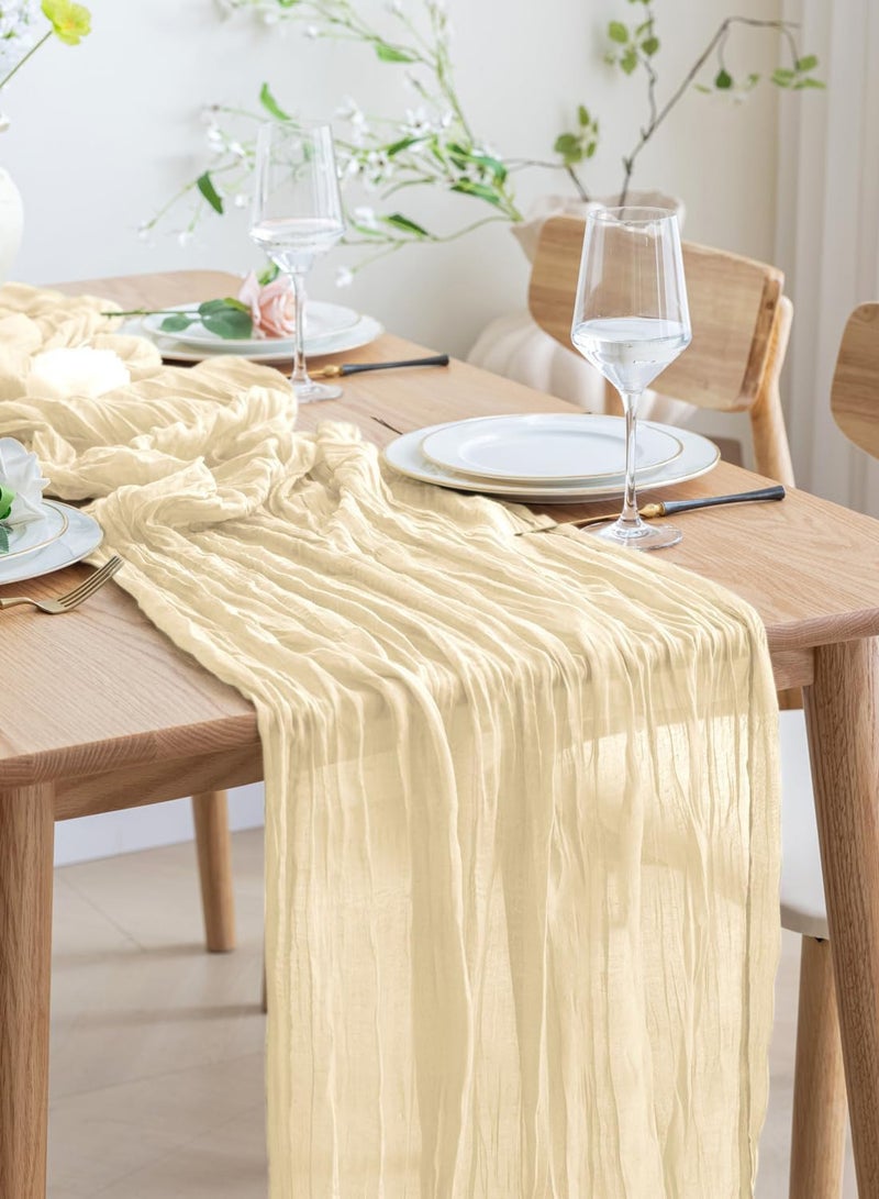 Cheesecloth Table Runner, 90 x 400 cm Gauze Table Decor, Boho Translucent Tablecloth for Wedding Reception Bridal Shower Party Decoration Table Centerpiece  - Image 1
