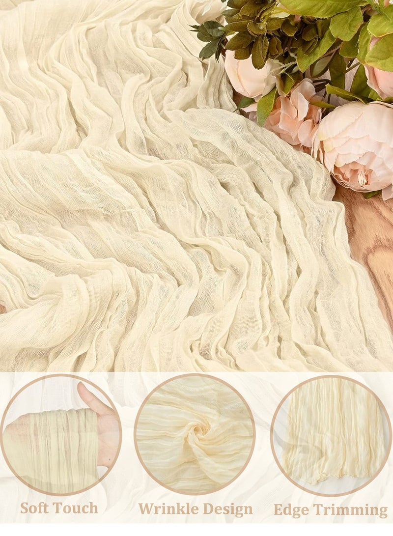 Cheesecloth Table Runner, 90 x 400 cm Gauze Table Decor, Boho Translucent Tablecloth for Wedding Reception Bridal Shower Party Decoration Table Centerpiece  - Image 2