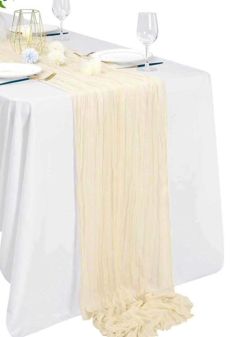 Cheesecloth Table Runner, 90 x 400 cm Gauze Table Decor, Boho Translucent Tablecloth for Wedding Reception Bridal Shower Party Decoration Table Centerpiece  - Image 4