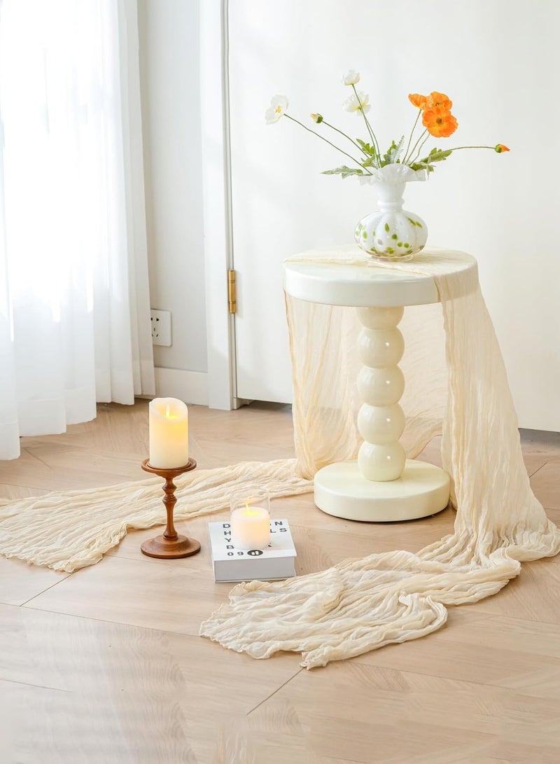 Cheesecloth Table Runner, 90 x 400 cm Gauze Table Decor, Boho Translucent Tablecloth for Wedding Reception Bridal Shower Party Decoration Table Centerpiece - Image 1