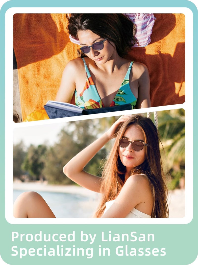 LianSan 2Packs Progressive Multifocus Sunglasses for Women - Ladies Multifocal Sun Readers Reading Glasses with UV Protection(Tortoise+Blue P,+2.5x) - Image 2