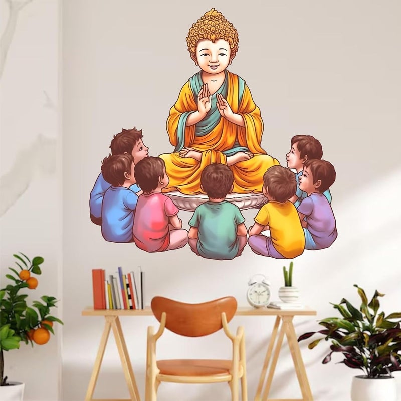Wall Attraction Buddha Teaching Child Wall Stickers Murals Size 58x58cm MD177_S - Image 1