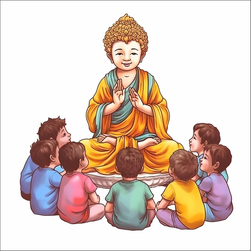 Wall Attraction Buddha Teaching Child Wall Stickers Murals Size 58x58cm MD177_S - Image 3