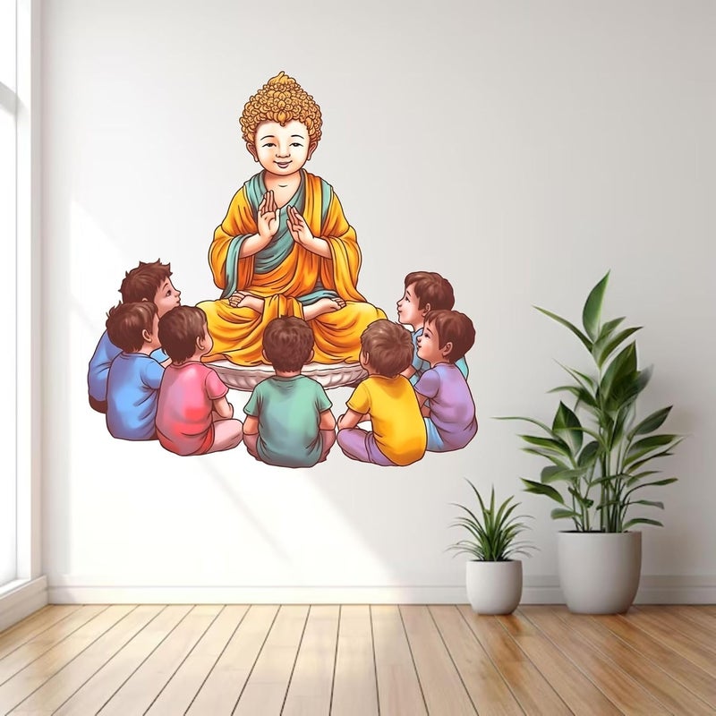 Wall Attraction Buddha Teaching Child Wall Stickers Murals Size 58x58cm MD177_S - Image 2