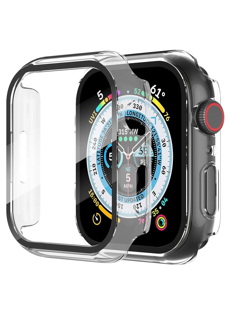 FARROBIZZ 2-Pack for Apple Watch Series 9/8/7/6/5/4/Series SE/SE 2  in mm All-around Screen Protector Case, Tempered Glass Screen Protector Case Ultra-thin for iWatch in mm Protection Cover - Clear - Image 1
