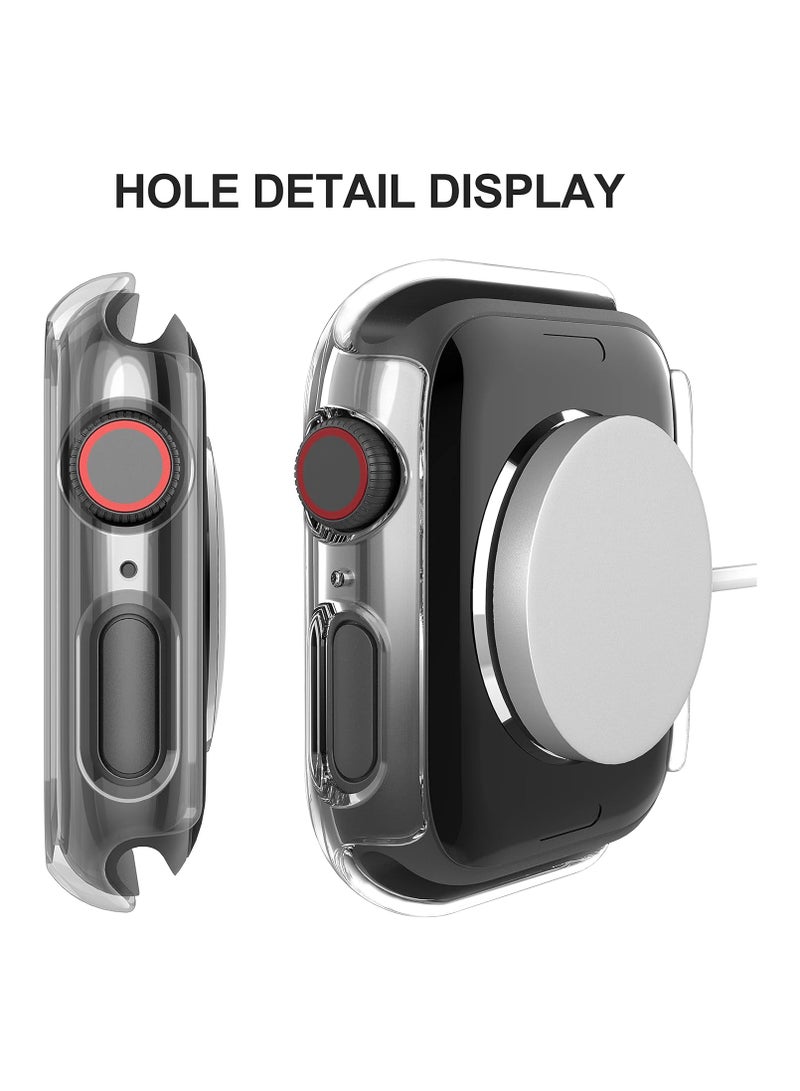FARROBIZZ 2-Pack for Apple Watch Series 9/8/7/6/5/4/Series SE/SE 2  in mm All-around Screen Protector Case, Tempered Glass Screen Protector Case Ultra-thin for iWatch in mm Protection Cover - Clear - Image 2