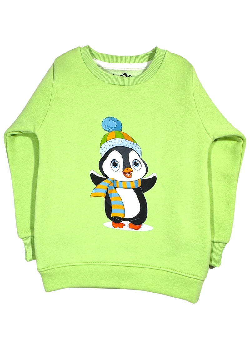 Baby Co. Mint Green Penguin Cotton Melton Sweatshirt  - Image 1