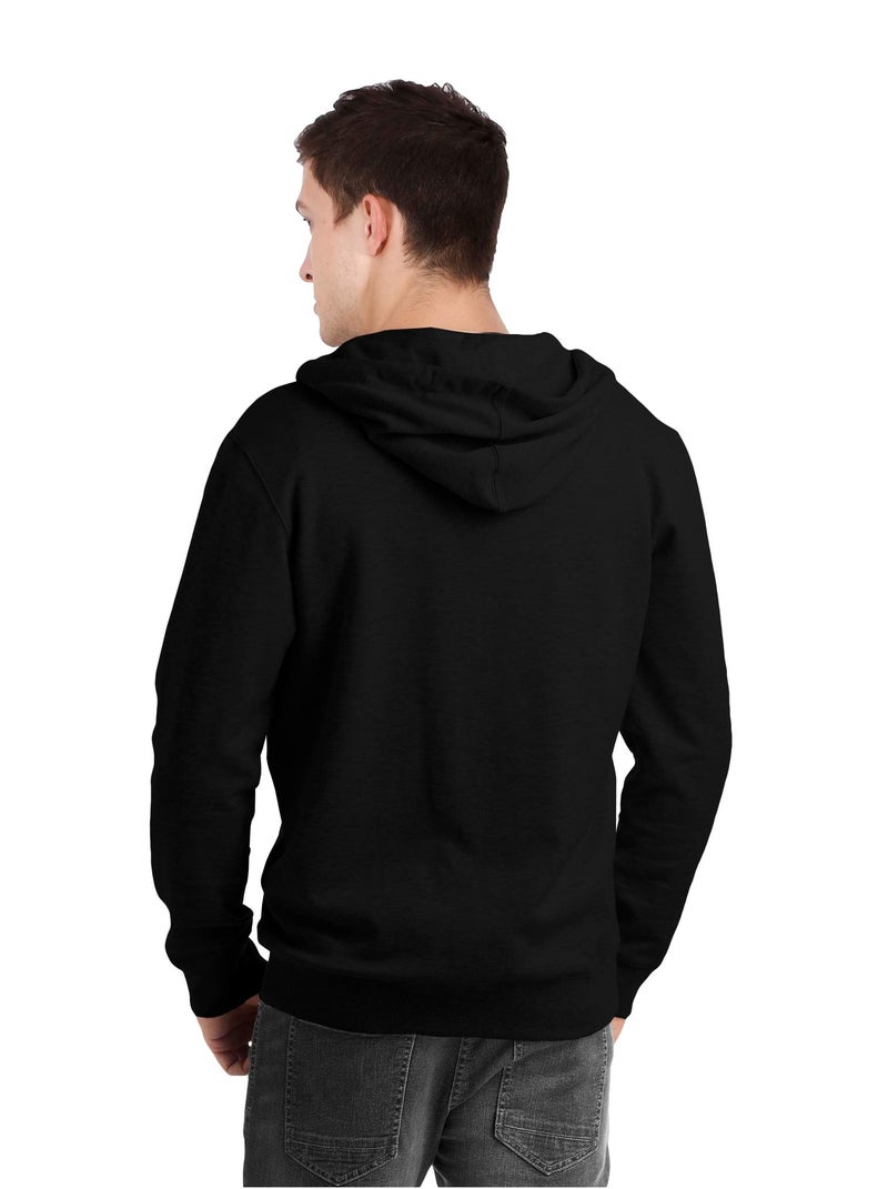 fanideaz Cotton Hooded Sweatshirt with Zip for Mens_Black_M - Image 3