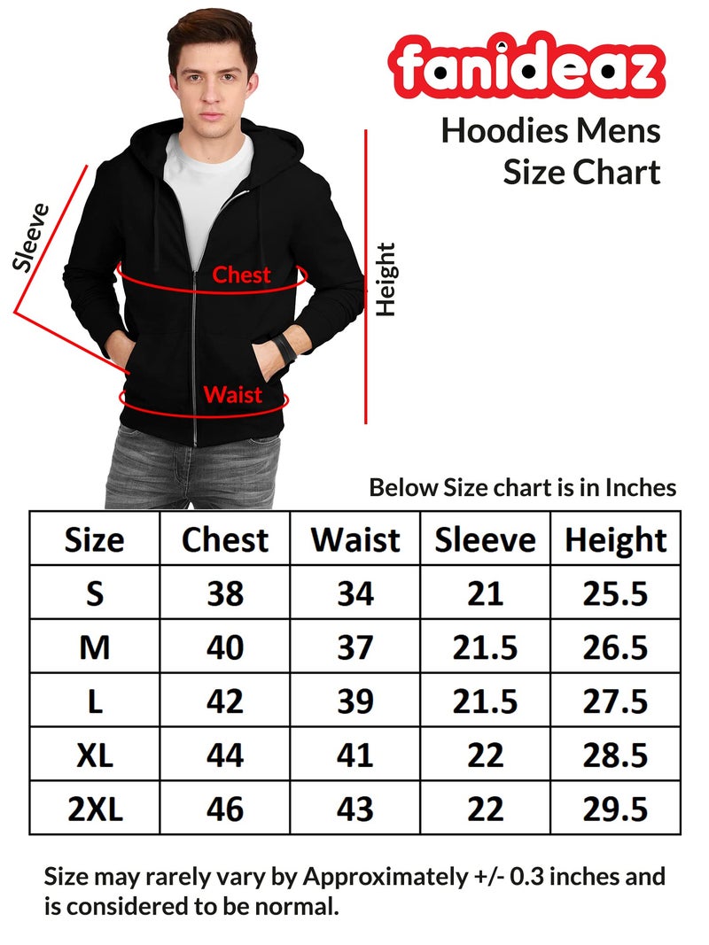 fanideaz Cotton Hooded Sweatshirt with Zip for Mens_Black_M - Image 5