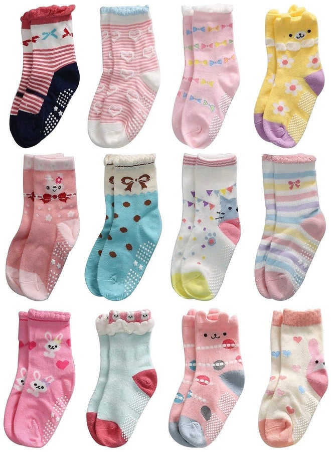 Kidbee Cotton Girls Socks for Babies to Toddlers Anti Skid Ankle Length Socks (3-4 Years, 3 Pairs), Assorted - Image 2