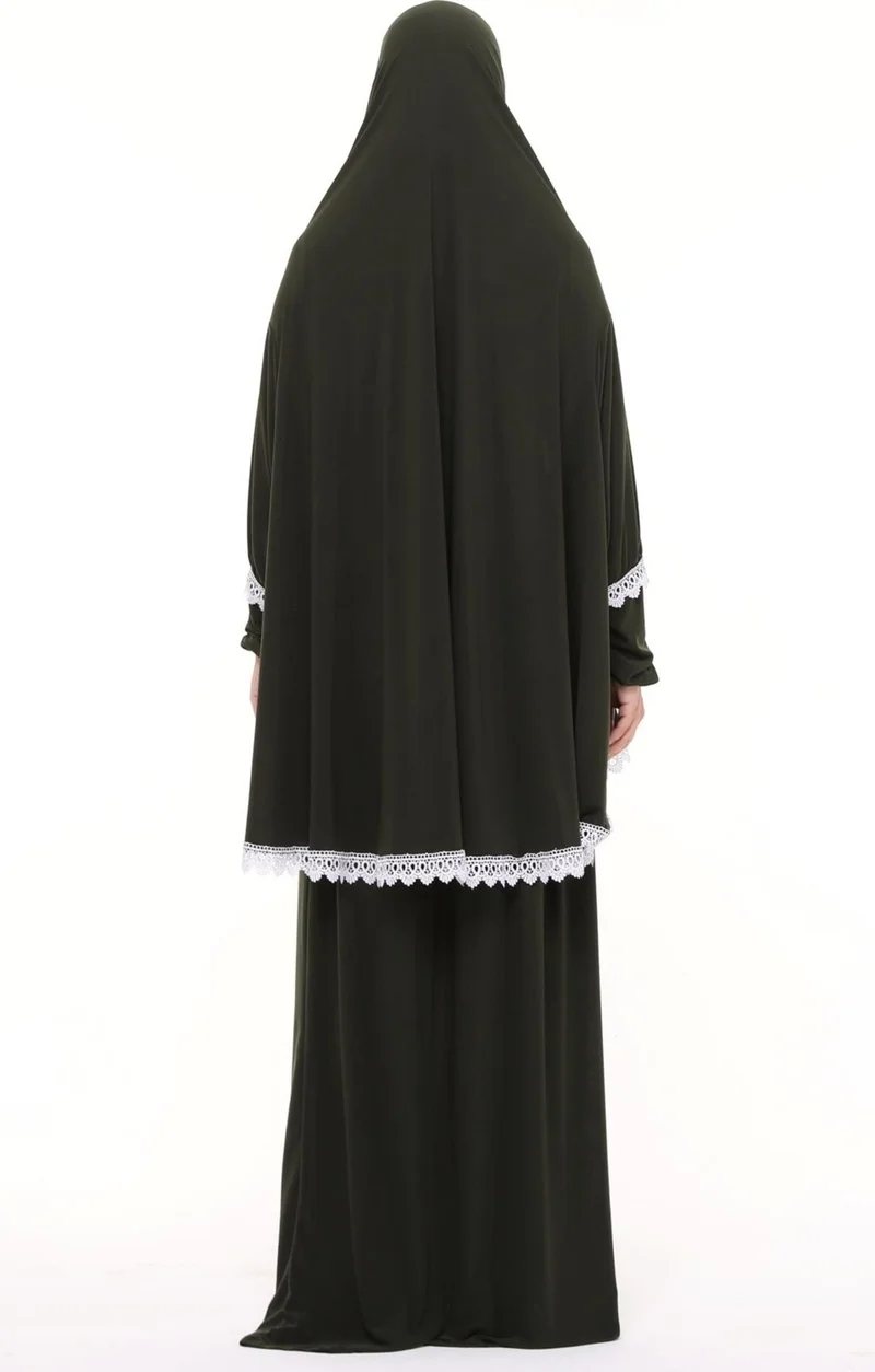 Altobeh Women's Two Piece Lycra Sandy Fabric Ruched Sleeve Prayer Dress