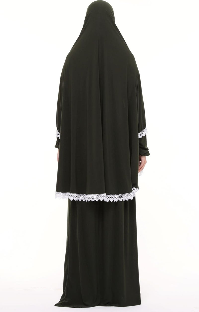 Altobeh Women's Two Piece Lycra Sandy Fabric Ruched Sleeve Prayer Dress  - Image 4