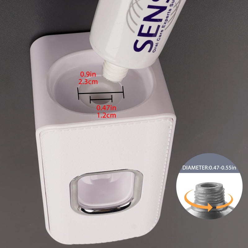 LUEXBOX 2 Slot Plastic Toothbrush Holder And Toothpaste Dispenser Wall Mounted  Automatic Toothpaste Squeezer  2 In 1 Tooth Brush Toothpaste Organizer For Shower (White) - Image 2