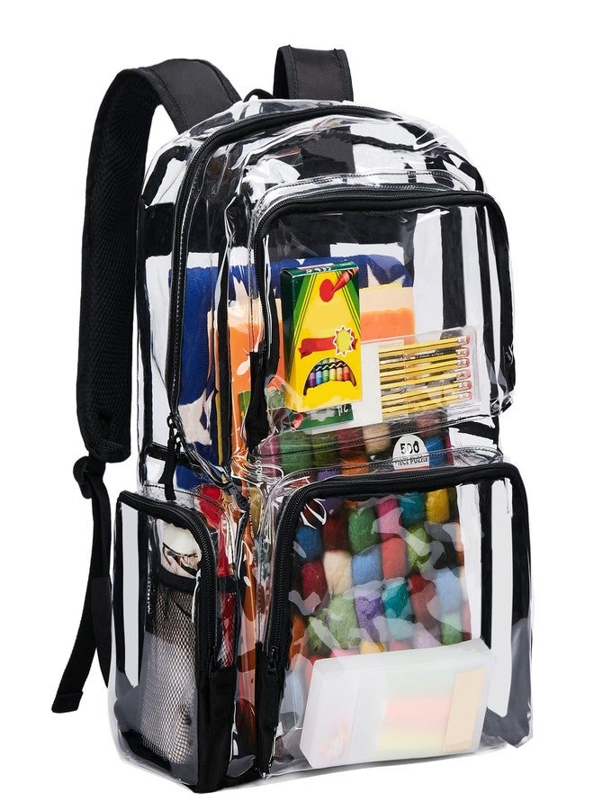 Vorspack Clear Backpack Heavy Duty - Extra Large Transparent Bookbag with Reinforced Bottom See Through Bag for College Workplace Security - Black - Image 1