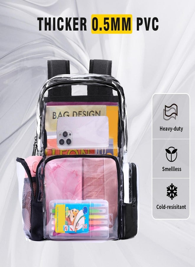 Vorspack Clear Backpack Heavy Duty - Extra Large Transparent Bookbag with Reinforced Bottom See Through Bag for College Workplace Security - Black - Image 5