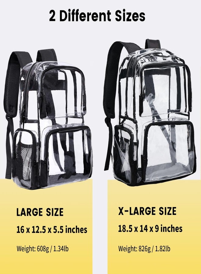 Vorspack Clear Backpack Heavy Duty - Extra Large Transparent Bookbag with Reinforced Bottom See Through Bag for College Workplace Security - Black - Image 2