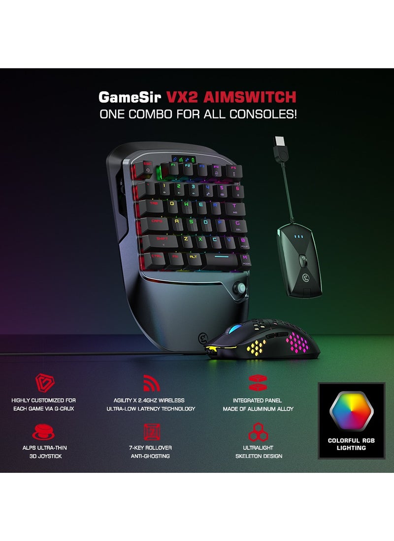 General - Gaming Keypad and Mouse Combo for GameSir VX2 AimSwitch 2.4G for Xbox Series X PS4 Xbox One Nintendo Switch, Game Console Converter with Full Keys Programmable for PUBG/Fortnite/COD - Image 1